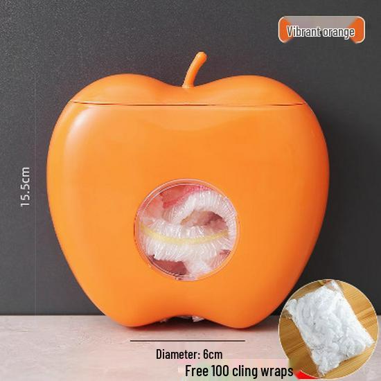 Apple-Shaped Wall-Mounted Kitchen Storage Box for Cling Film and Bags