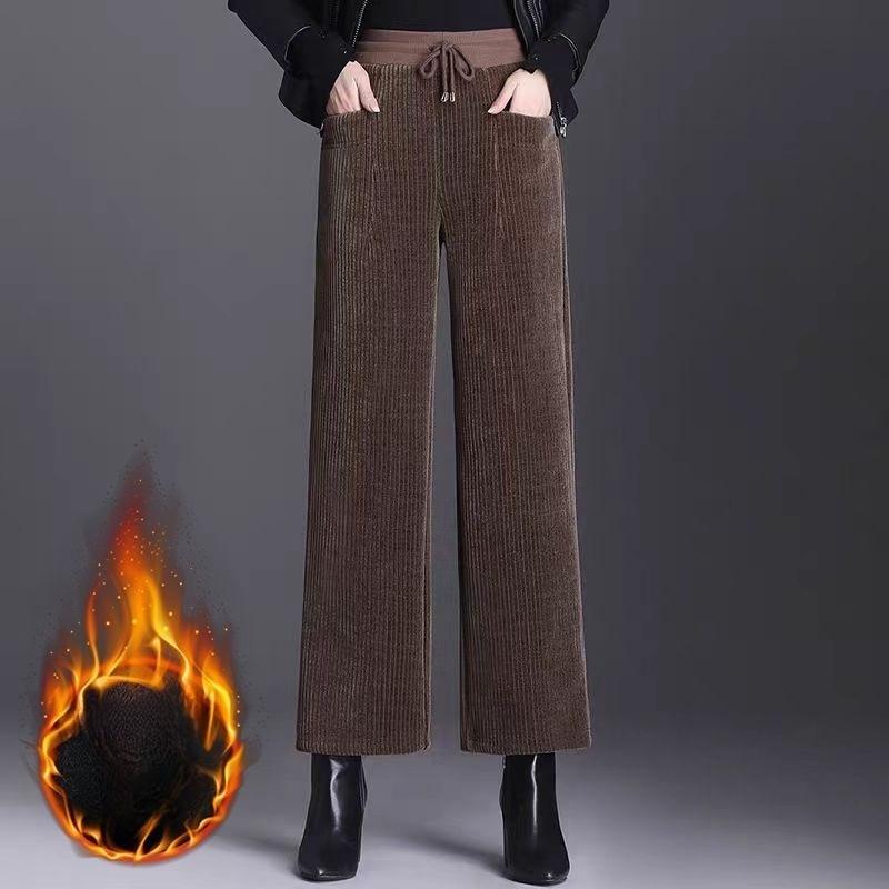 Autumn and Winter Thick Plush Corduroy Pants Wide Leg Pants Oversized Loose New Straight Leg Pants for Women