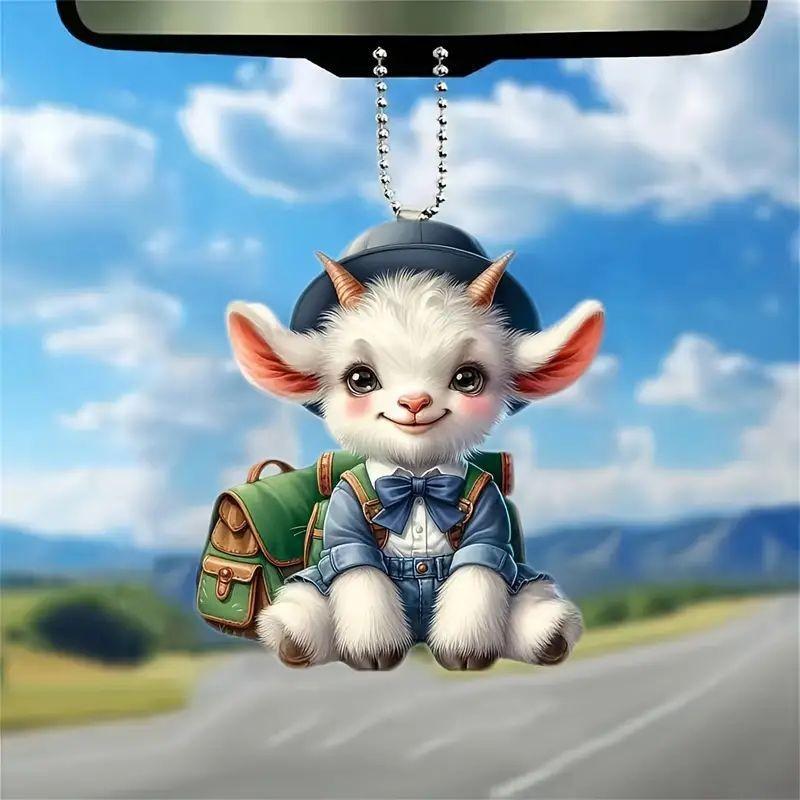

Акриловый Милый 2D Милый Ягненок Подвесной Декор для Интерьера Автомобиля и Забавный Аксессуар для Рюкзака