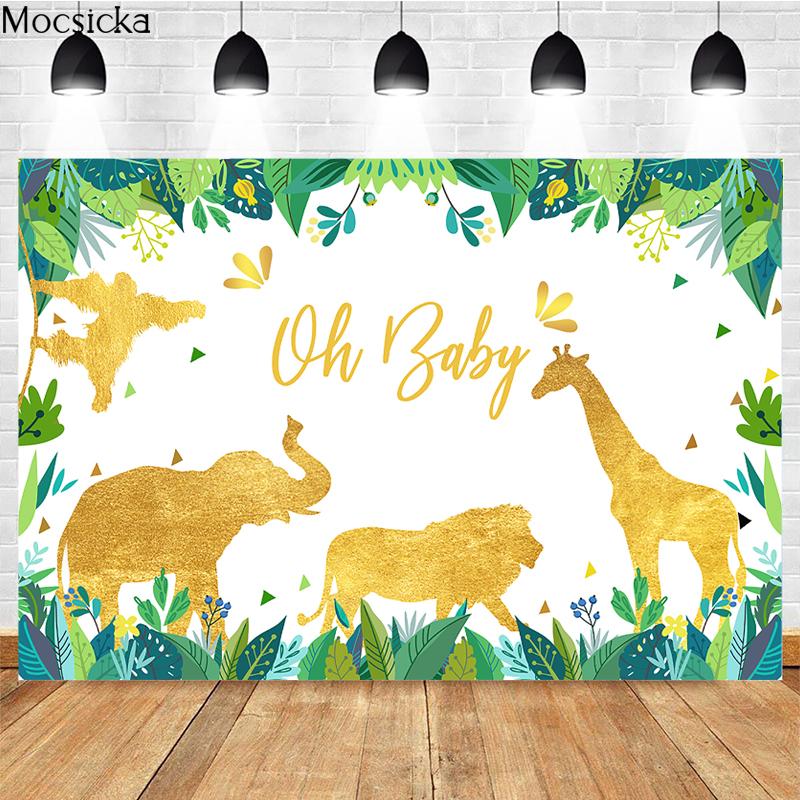 Mocsicka Oh Baby Photography Background Tropical Jungle Wildlife Decoration Child Portrait Shower Photo Backdrop Banner