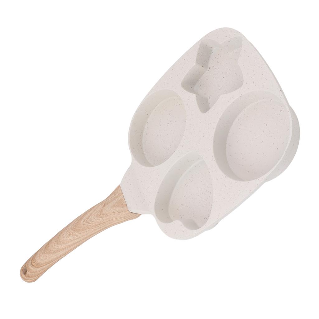 4 Cup Frying Pan Breakfast Egg Pancake Burger Cooker Wood Handle Aluminium Alloy Nonstick Frying