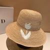 Natural Raffia Hand-Woven Sun Hat For Women Wide Brim Beach Straw Hat Korean Designer Flowers Block Tulip Hat
