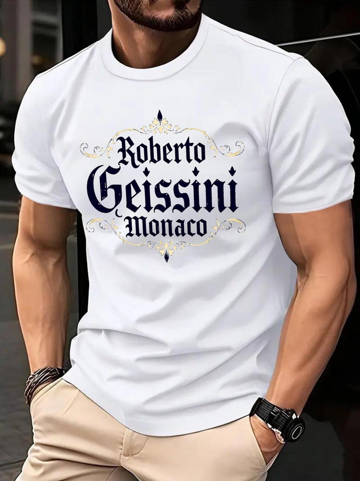 

Roberto Geissini Monaco Graphic T-shirt - White with Black & Golden Print XXL