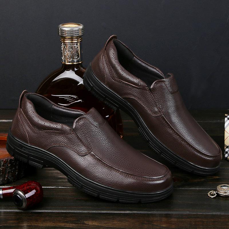 Newest High Quality Men'S Shoes 100% Genuine Leather Casual Shoes Men Luxury Dad Slip On Shoes Cow Leather Loafers Plus Size 36-46