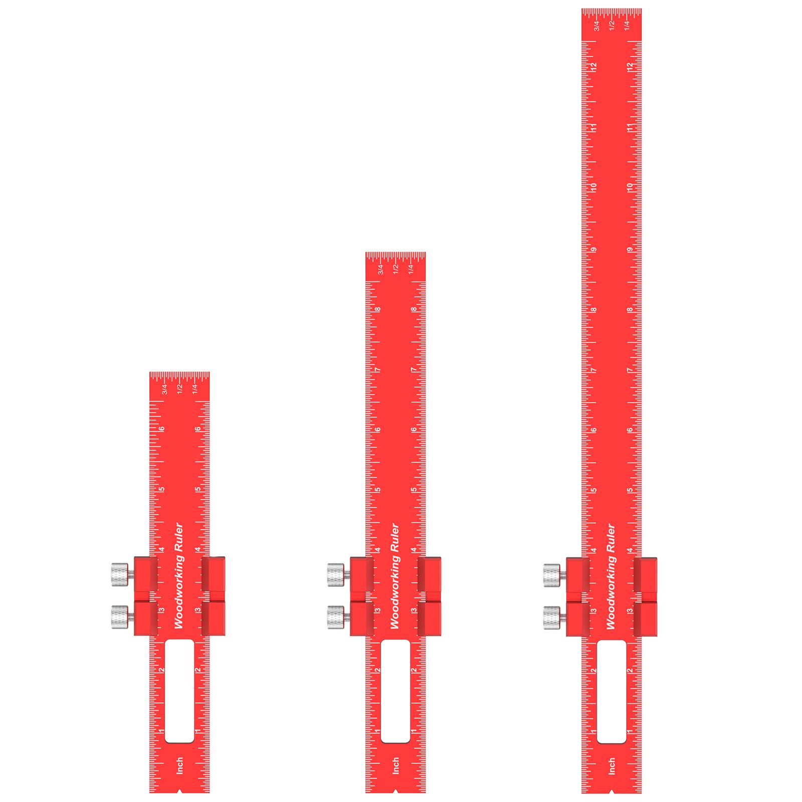 

Precision T Type Pocket Ruler Inch Metric Measuring Tool with Slide Stop for Carpentry Marking 3Pcs Woodworking Scribing Ruler красный