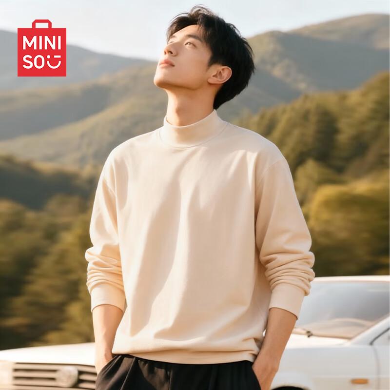 Men's MINISO Fleece-Lined Semi-High Collar Thermal T-Shirt