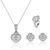 New Seiko Rose Cut Papalacha Zircon Necklace Earrings Color Treasure Ring Three-piece Set