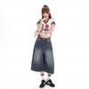 Trendy Summer Dark Blue High Waist Embroidered Loose Wide Leg Cropped Capri Denim Pants For Women Versatile Slimming FigureFlattering Casual Bottoms