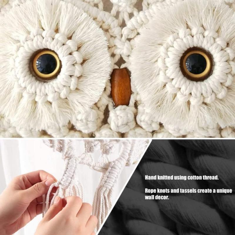 1pcs Handwoven Cotton Owl Wall Hanging | Nordic Bohemian Tapestry with Tassels Rope Decor Home Decoration Supplies