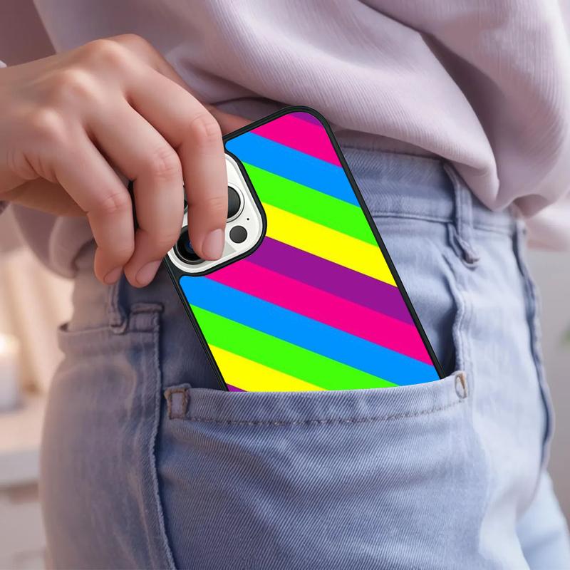 Rainbow Retro Stripes Pink Phone Case For iPhone 17 Air 15 16e 14 13 Pro Max Coque 12 11 Pro Max PLUS cover