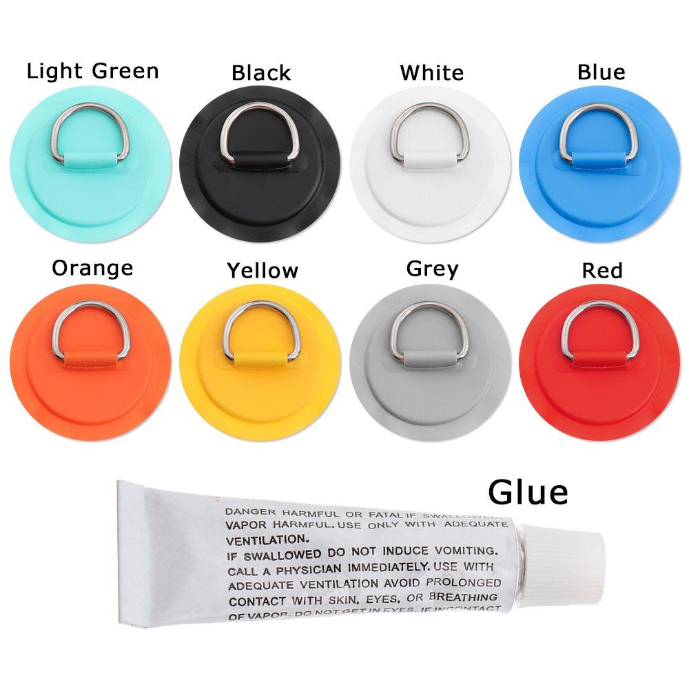 1/4Pcs Surfboard Dinghy Boat PVC Patch With Stainless Steel D Ring Deck Rigging Sup Round Ring Pad 5M Bungee Rope Kit Accessorie
