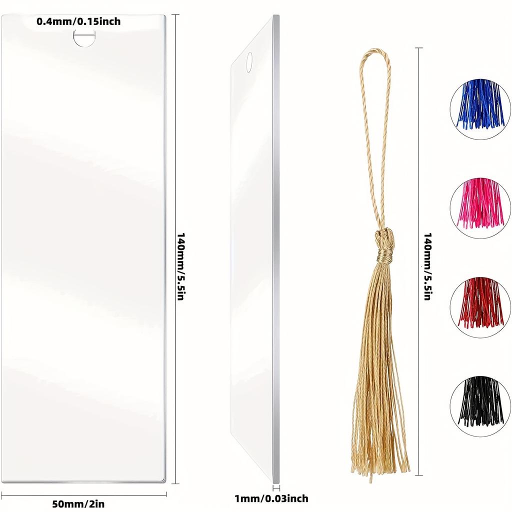 1 Set DIY Acryl Lesezeichen Rohlinge Bunte Quasten Lesezeichen zum Basteln und Beschriften Schmuckherstellungszubehör