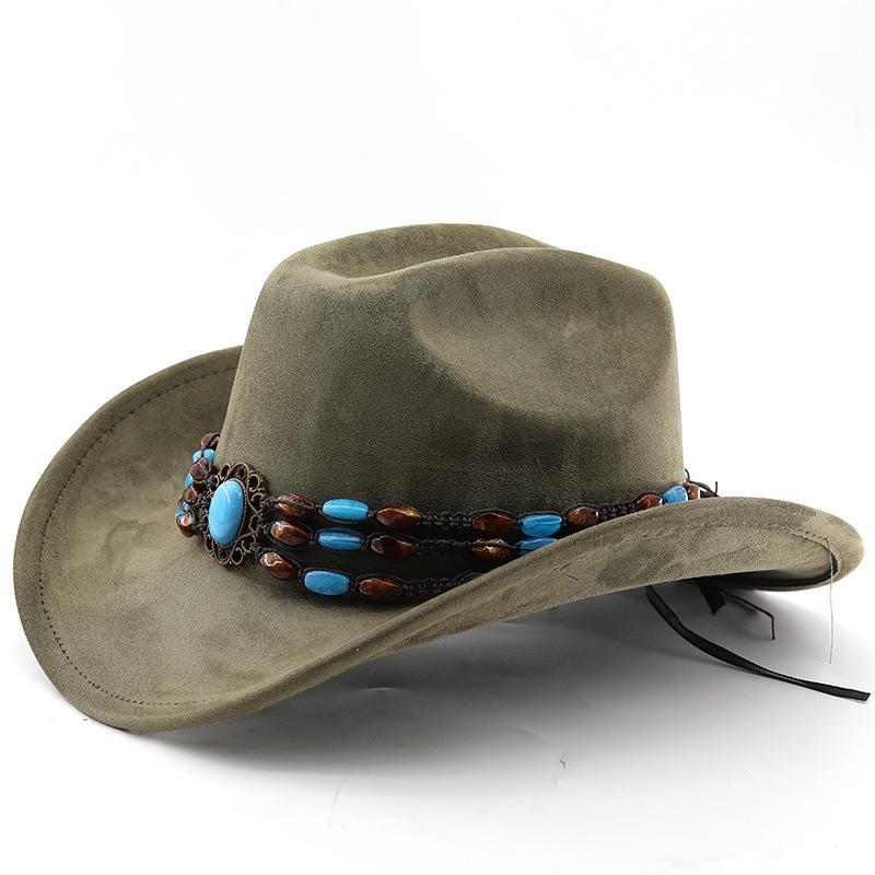 Suede Horse Riding Western Cowboy Hat For Men And Women Outdoor Travel Hat With Rolled Brim Ethnic Style Top Hat Felt Hat