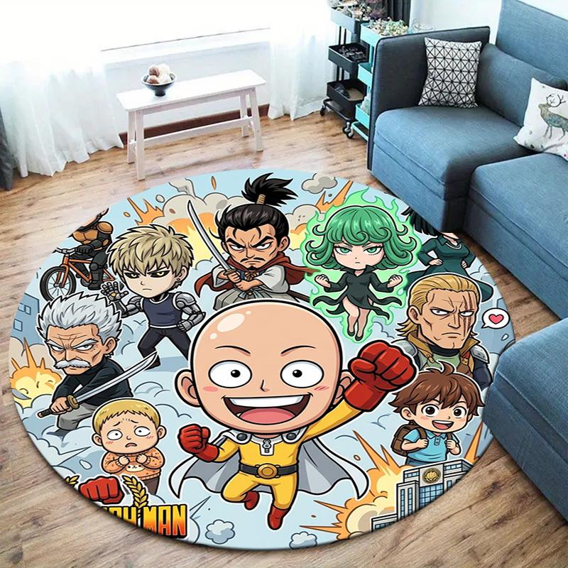 Onepunch Man Round Area Rug Carpet Rug For Living Room Bedroom Sofa Playroom Decor Nonslip Floor Mat