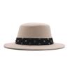 Women's Woolen Top Hat Autumn and Winter New Black Retro Gentleman British Style Flat Top Colored Diamond Felt Hat