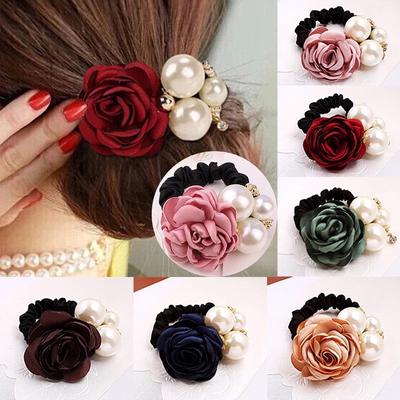 1 PCS Women Hair Accessories Fashion Big Rose Flower Elastic Hair Bands MIT