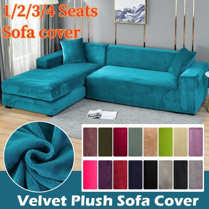 Buy Velvet Sofa Cover Elastic Thick L Shaped Corner Sofa Cover for