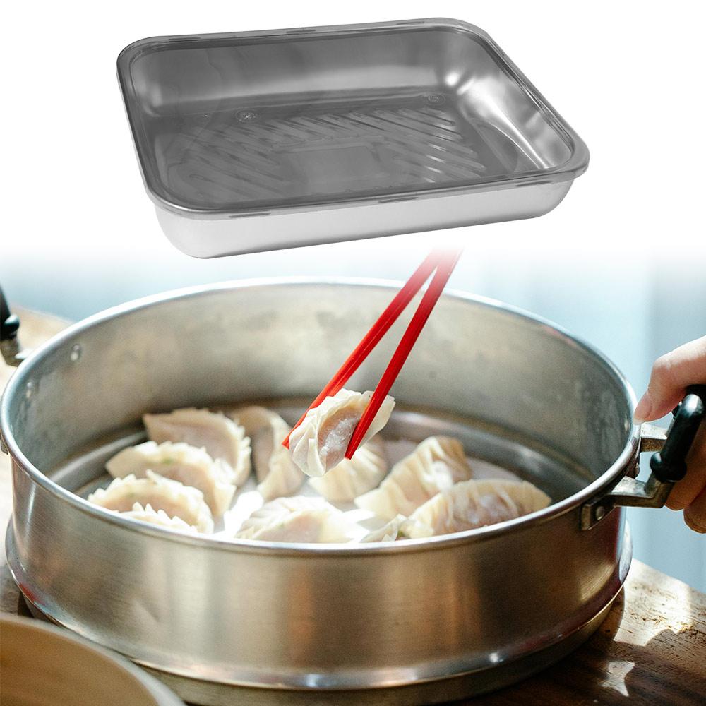 3Pcs Stainless Steel Food Storage Tray with Lid Barbecue Pan Practical Kitchen Serving Plate Picnic