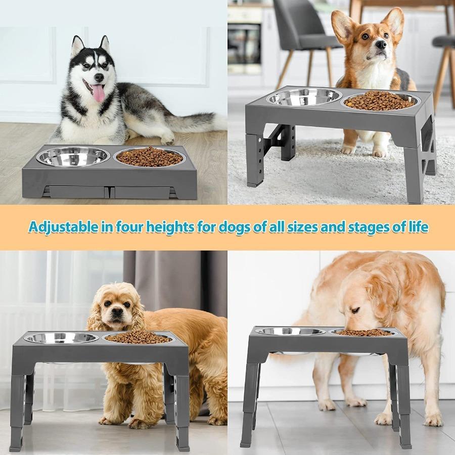 Pet Folding Table Cat Dog Bowl Adjustable Lifting Bracket Double Stainless Steel Food Water Bowl Slow Food Bowl Pet Accessories