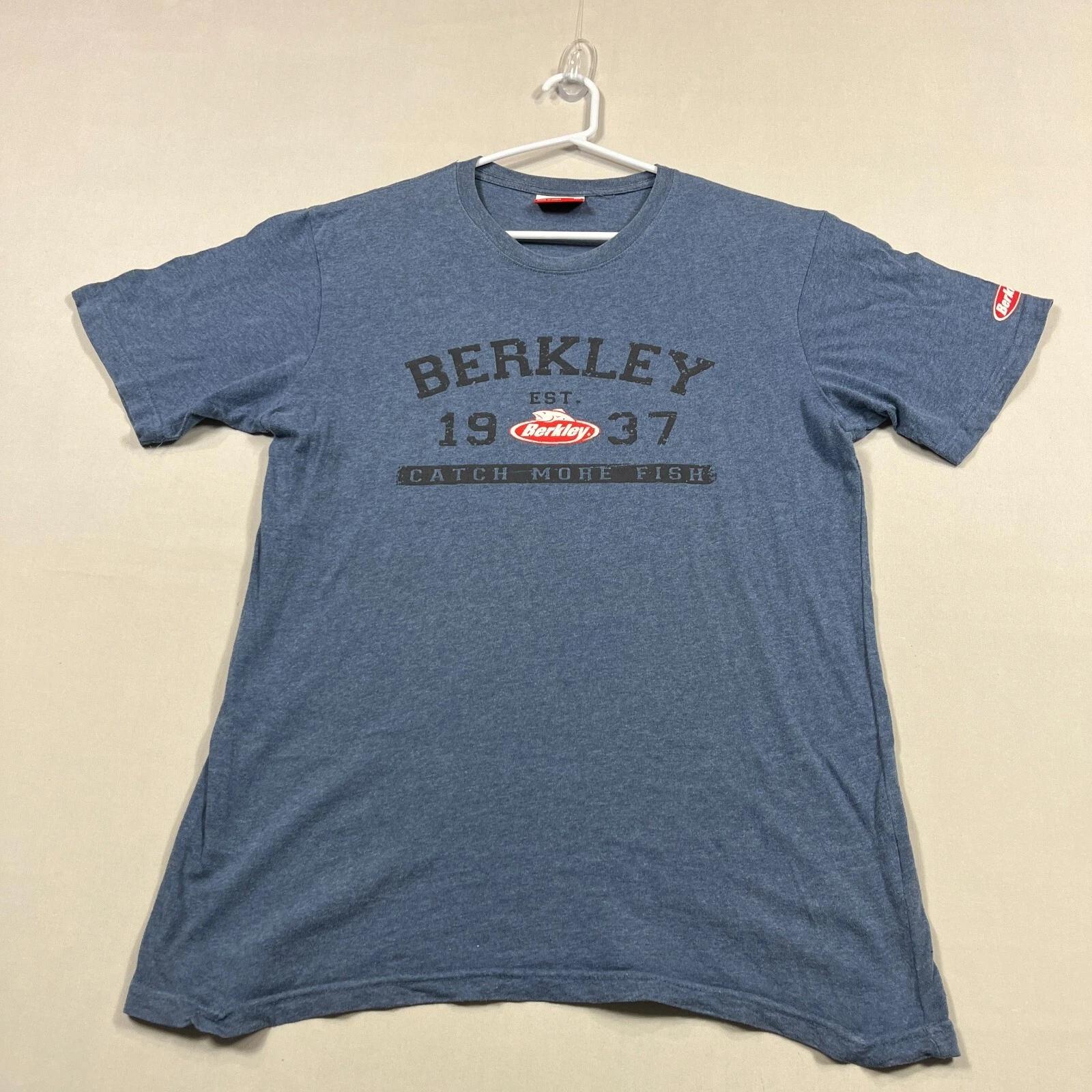 Berkley Fishing T Shirt Blue Crew Neck Cotton Blend Casual Tee Mens Medium M M
