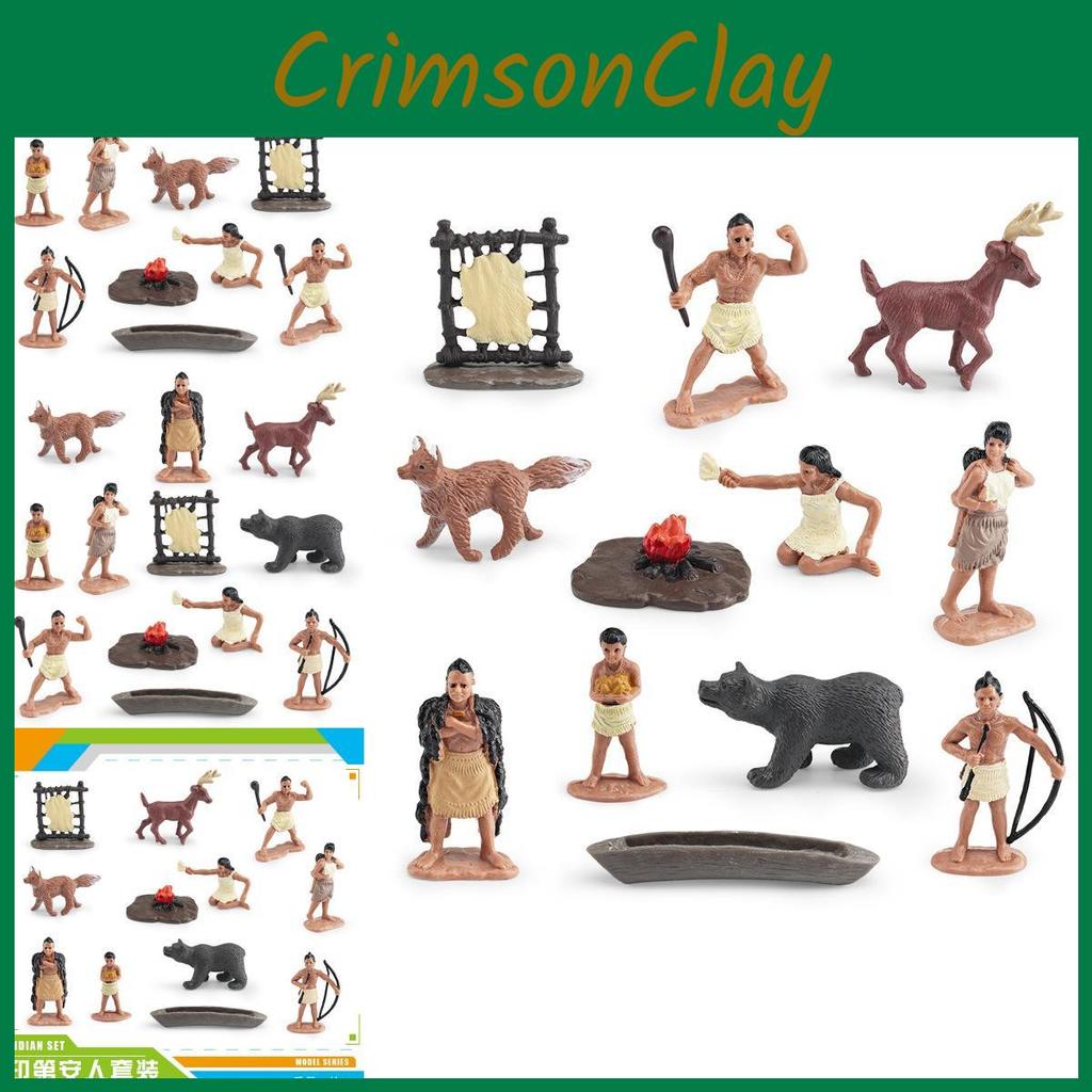 Stunning 12 Piece Native American Model Set Including Chief And Female Warrior For Kids