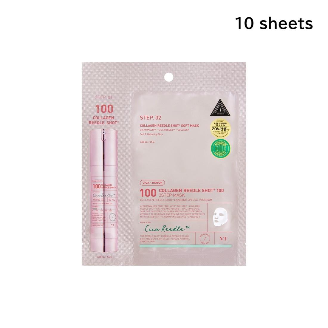 

VT Cosmetics Collagen Reedle Shot 100 2-Step Mask Firming & Elasticity Care 1.5g + 25g x 10 Sheets
