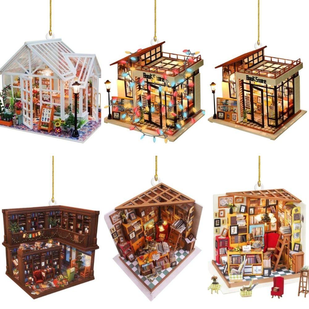 Acrylic Bookshelf Pendant 2D XMAS Decor Hanging New Christmas Tree Pendant  Noel