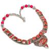 Cabochon Vintage Tibetan Necklace Natural Red Coral 18 In Boho Statement NN 833