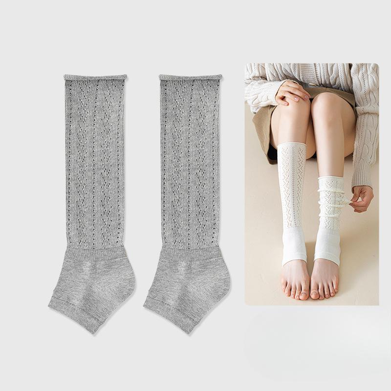 

Женский весенне-осенний белый кружевной теплый балетный комплект для голени, носки с махрой 1 pair светло-серый