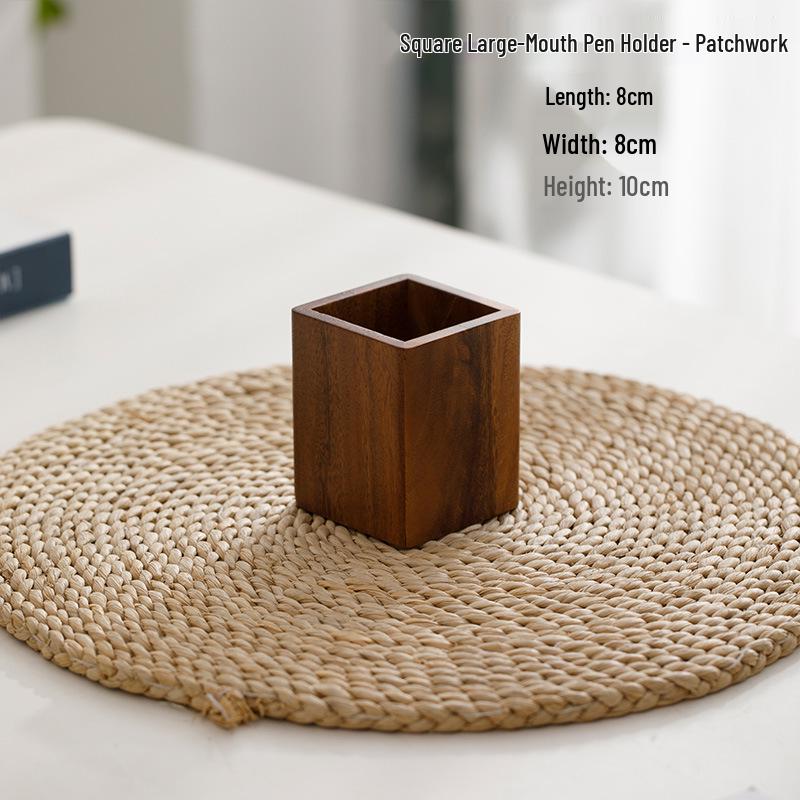 Retro Walnut Solid Wood Pencil Holder - Student & Office Desktop Stationery Storage Box Gift