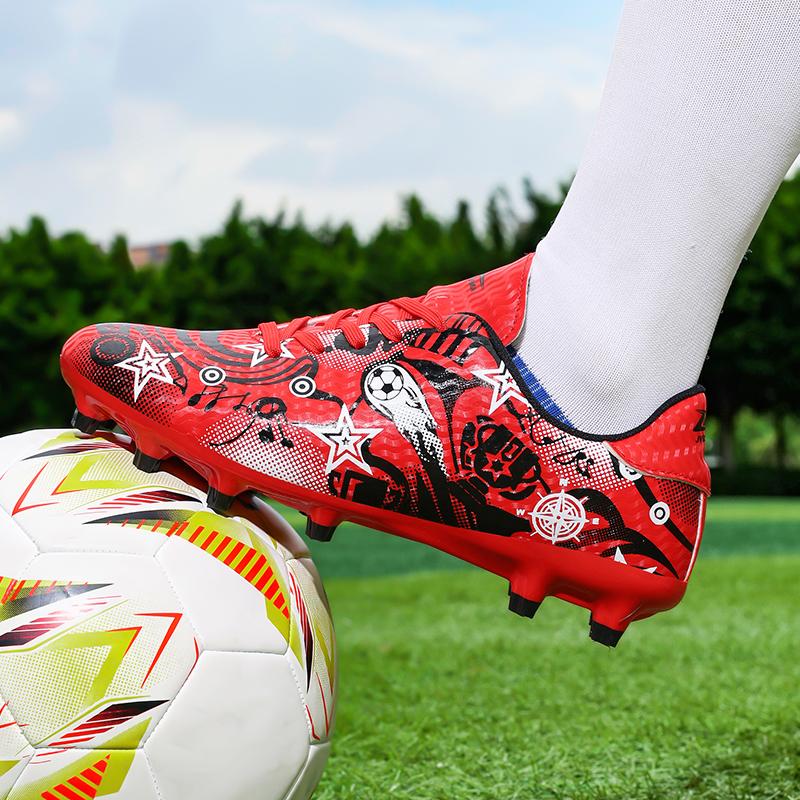 31-44 Boys Leather  Football Boots Men's Professional Artificial Turf Training Football Boots for Girls