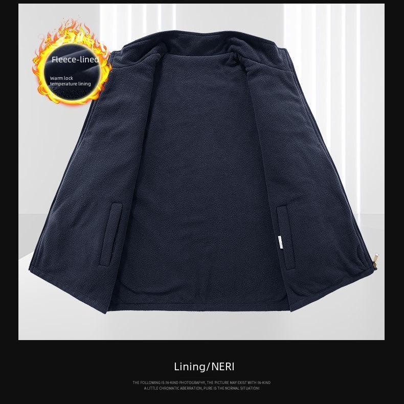 Herre Outdoor Dobbeltsidig Fleecevest - Tykkere Høst/Vinter Polarfleece Vest