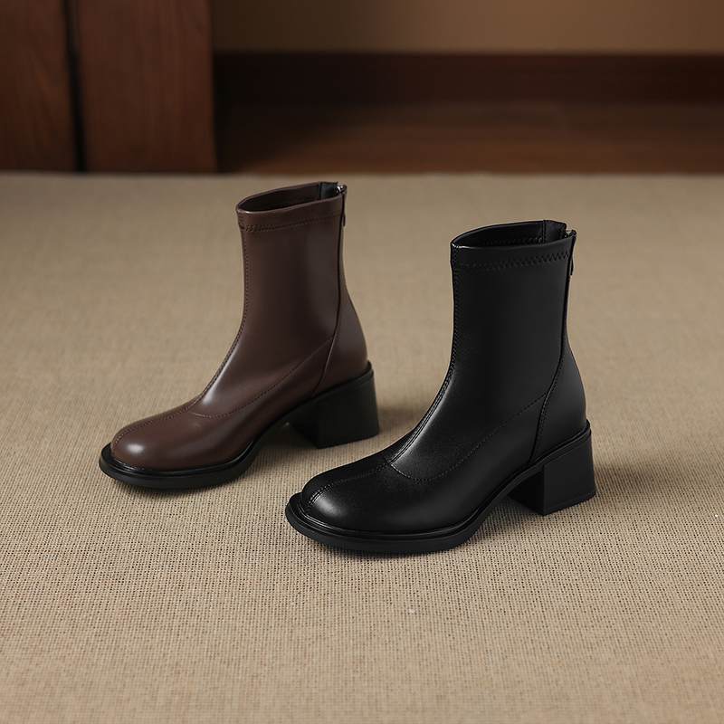 Krazing Pot Microfiber Winter Round Toe Modern Platform Size 33 Boots Size 43 Women Fashion Stretch Ankle Boots