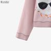 ZANZEA Women Casual Turn Down Collar Long Sleeve Print Blouse