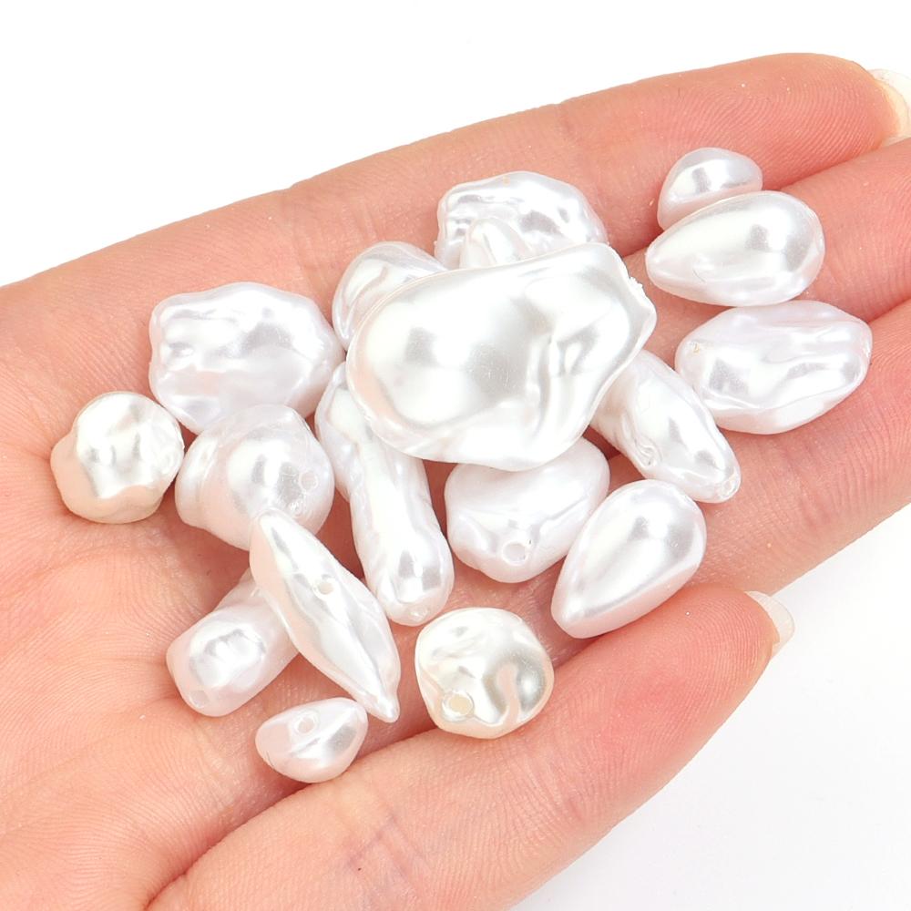 20pcs White ABS Imitation Pearl Beads Irregular Baroque Imitation Pearls Loose Spacer Beads For Jewelry Making DIY Accessories
