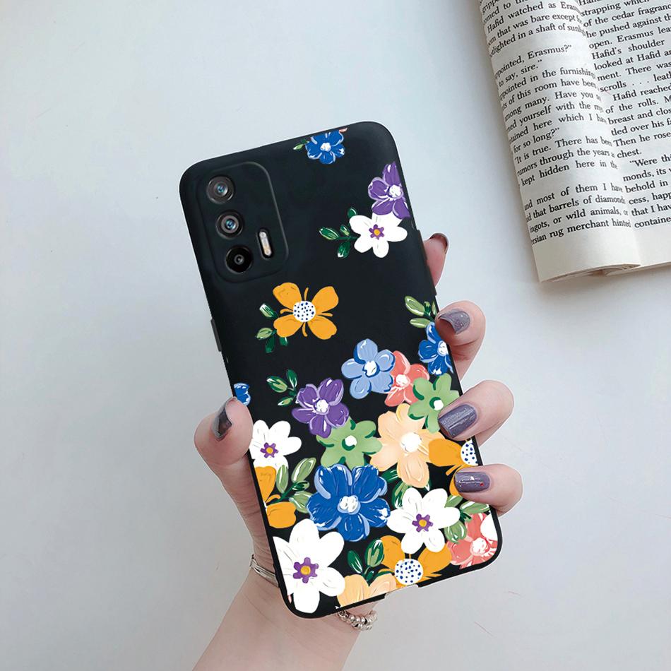 For Realme GT 5G Case RMX2202 Silicone Soft Lovely Cartoon Flower Phone Case For Realme GT 5G Cover Funda For RealmeGT 5G Coque