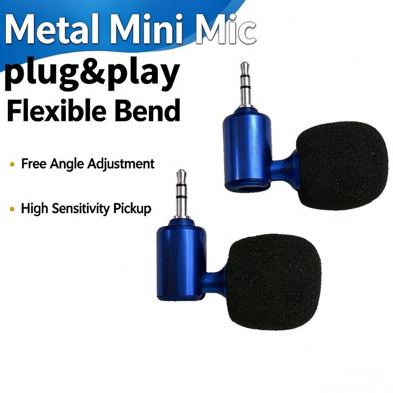 Mini Metal Microphone Adjustable Plug & Play Clear Sound Mic for ASMR Recording Mobile Vlog Live Streaming