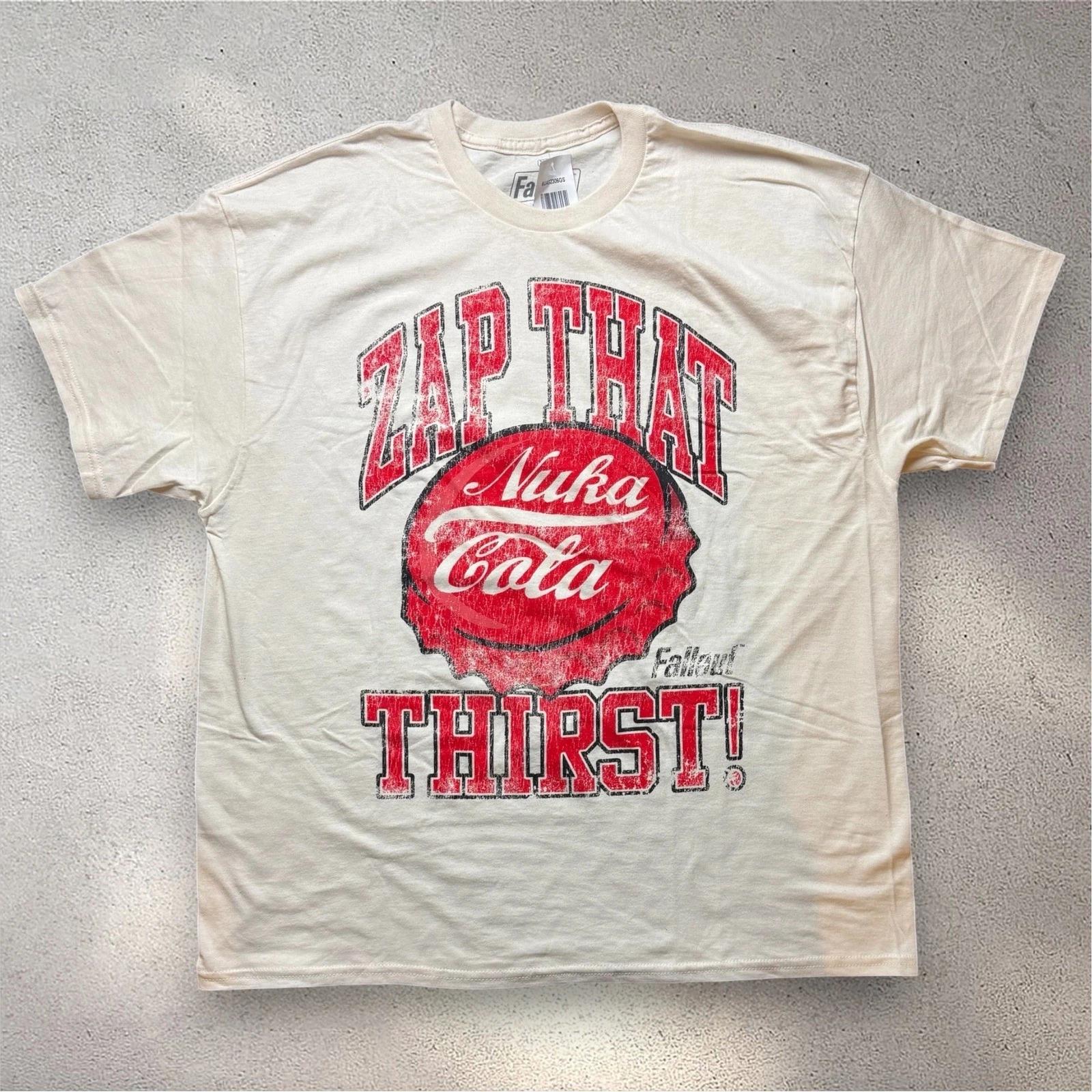 Fallout Nuka Cola Zap That Thirst Графическая футболка XL Ripple Junction Кремовый Новый 4XL