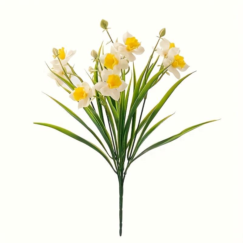 Artificial Daffodil Flowers for Outdoor Fake Flowers Plant UV Resistant Realistic Faux Plants for Home Indoor Outside Garden