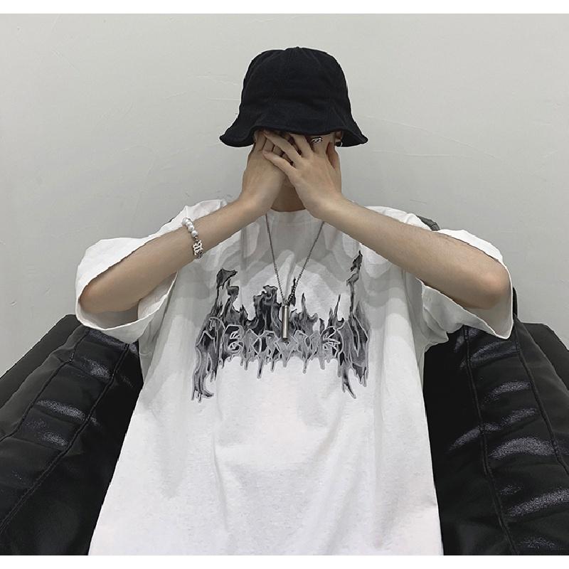 Men Short Sleeve T-Shirts Letter Graphic Print Half Sleeve Tshirts Pullover T-shirt Casual Tee Man Korean Casual Round Neck Retro Tops For