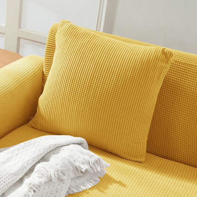 

New Design Colors Thick Polar Fleece Sofa Protective Cover Jacquard Solid Printed Pillowcase Cover For Soft Cushion 45x45cm 1PC лимонно-жовтий колір