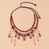 Hua Rong Hair Accessories Double-layer Exotic Style Red Lotus Fringed Forehead Chain Between Eyebrows Pendant Women's Ancient Hanfu Headdress