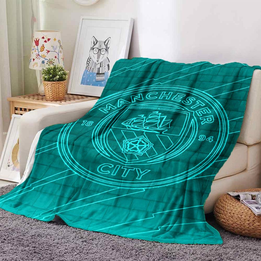 Manchester City Wappen Decken Flanell Bedruckt Atmungsaktiv Warm Überwurf für Zuhause Büro Bettwäsche 0708a21