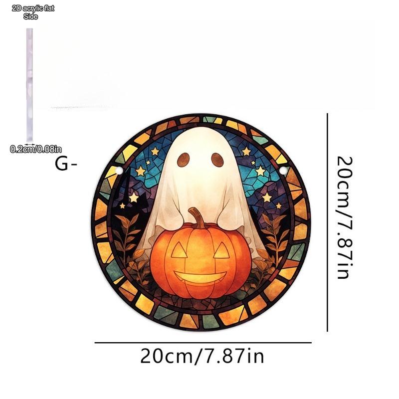 Halloween Ghost Sun Catcher - Circular Acrylic Sign, Acrylic Desktop Ornament, Wall Decor Art, Four Seasons Decoration, Novelty Home Decor