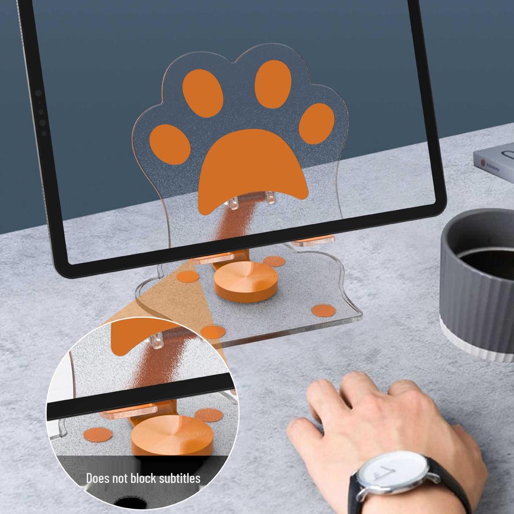Cat Paw Phone Holder: Foldable, Rotating Desktop Stand for Lazy Binge-Watching Enthusiasts