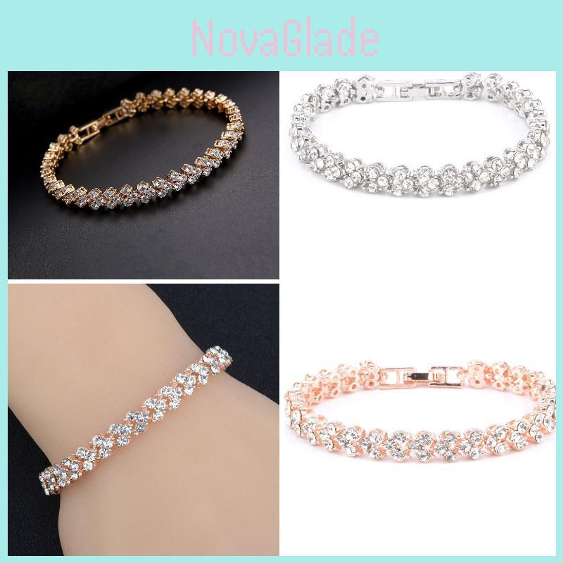 Elegant Women's Roman Bracelet Featuring Aaa Zircon Crystal And Dazzling Diamonds