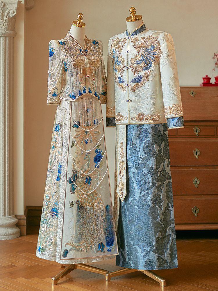 Champagne Xiuhe Wedding Dress: 2025 Luxury Chinese Qipao for Toast and Outings