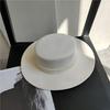 French Elegant Wool Felt Wide Brim Hat for Women, White Pearl Decorated Winter Fall Fashion Streetwear Hat