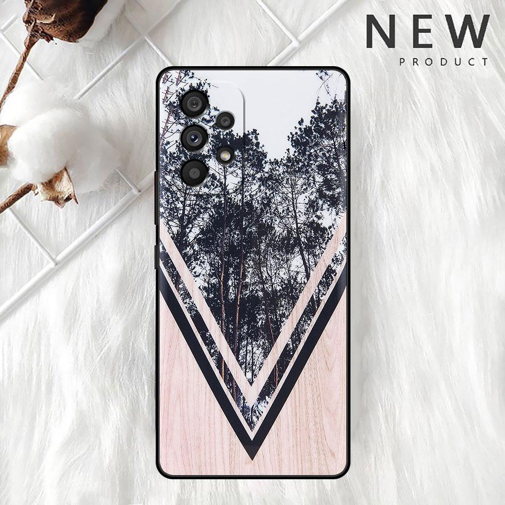 Forest Geometry Wood Nature Case For Samsung Galaxy A52 A53 A13 A12 A32 A33 A51 A21s A71 A23 A31 A22 5G Black Phone Shell