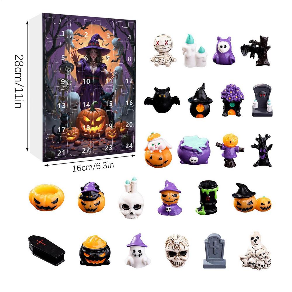 Horror Figurine Countdown Calendar Resin Creepy Sculptures Desktop Ornament 24-day Countdown Calendar Resin Figurines For Shelf